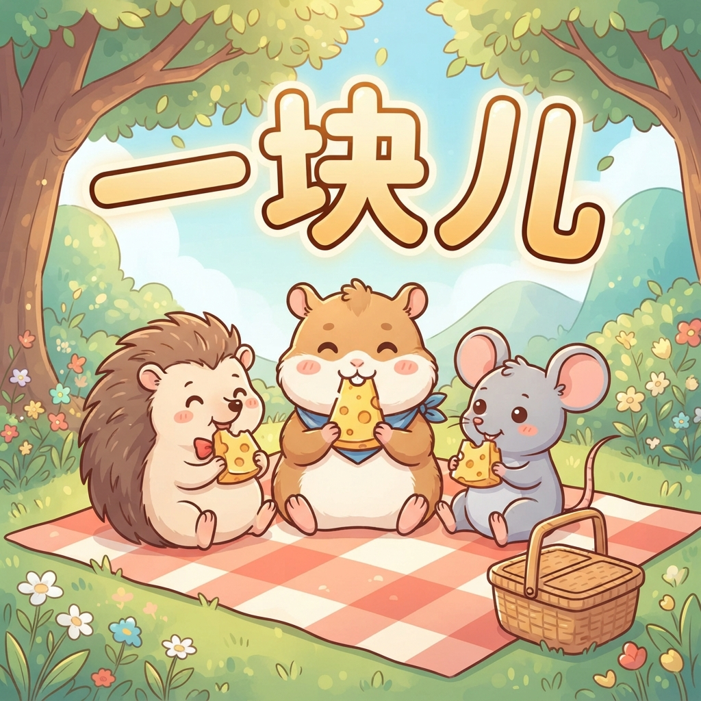 Mnemonic for 一块儿 (yí kuàir) — together