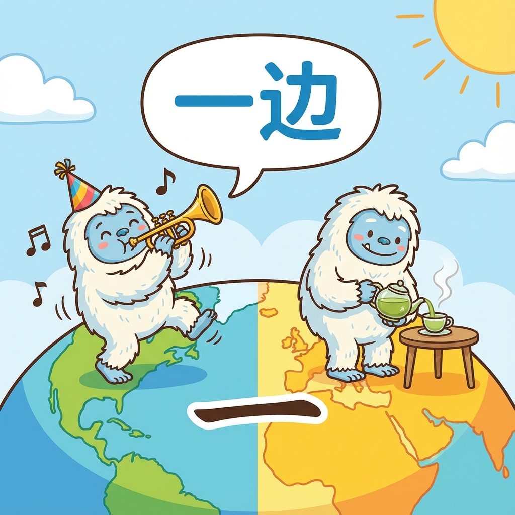 Мнемоника: как запомнить иероглиф 一边 (yìbiān) — одна сторона; одновременно
