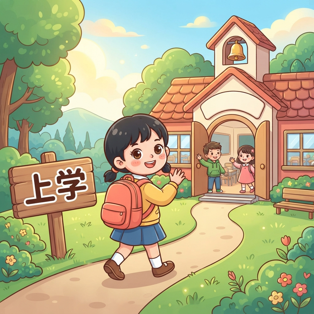 Мнемоника: как запомнить слово 上学 (shàng xué) — ходить в школу