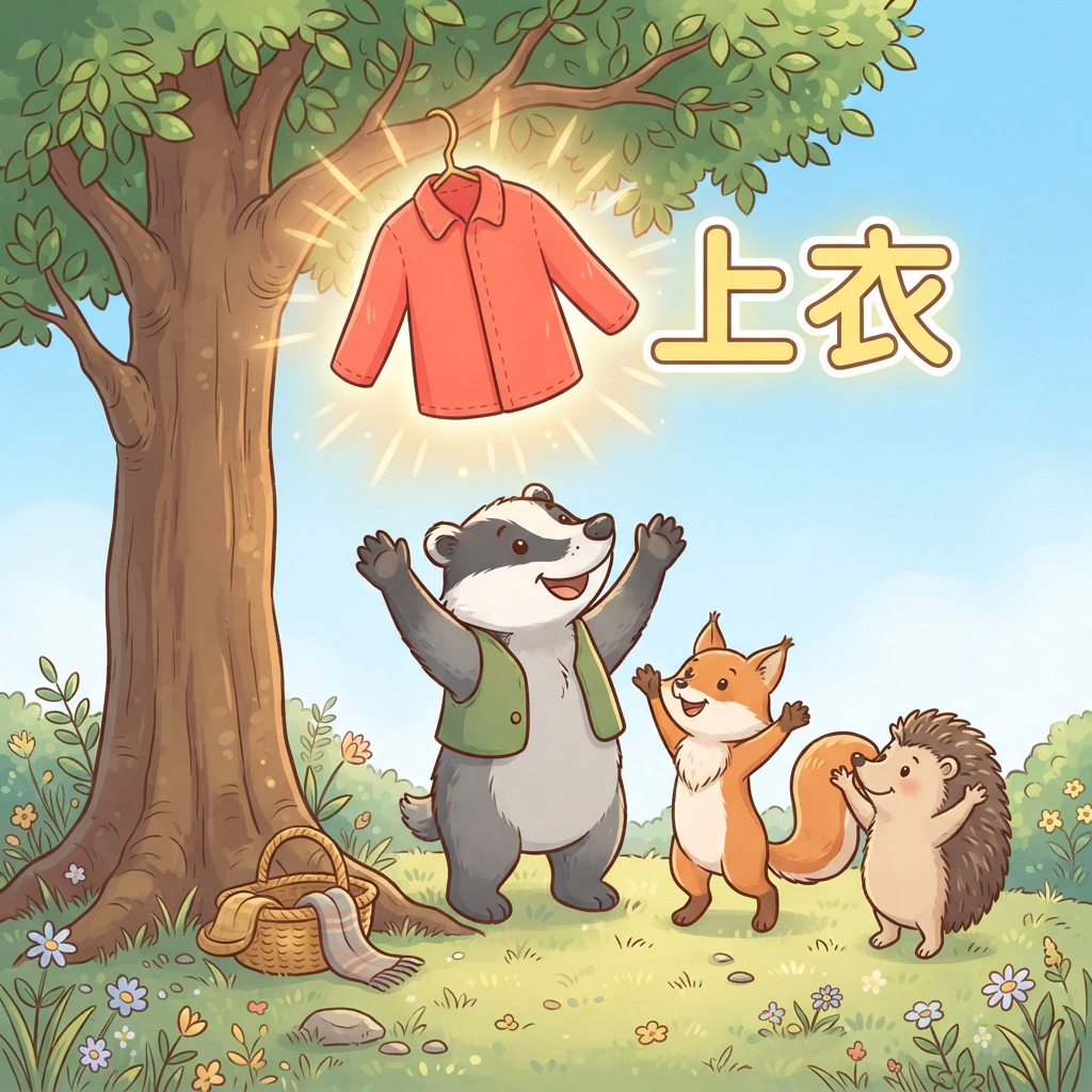 Mnemonic for 上衣 (shàng yī) — upper garment