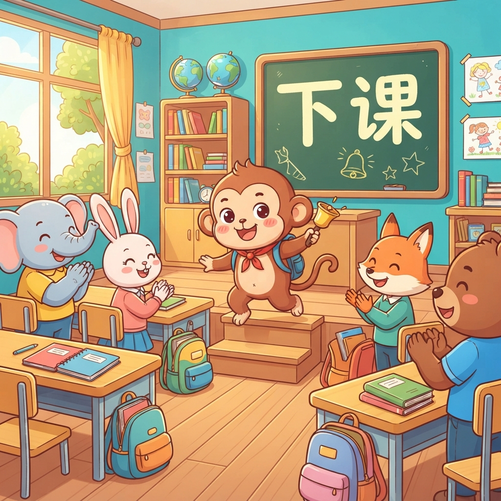Mnemonic for 下课 (xià kè) — finish class