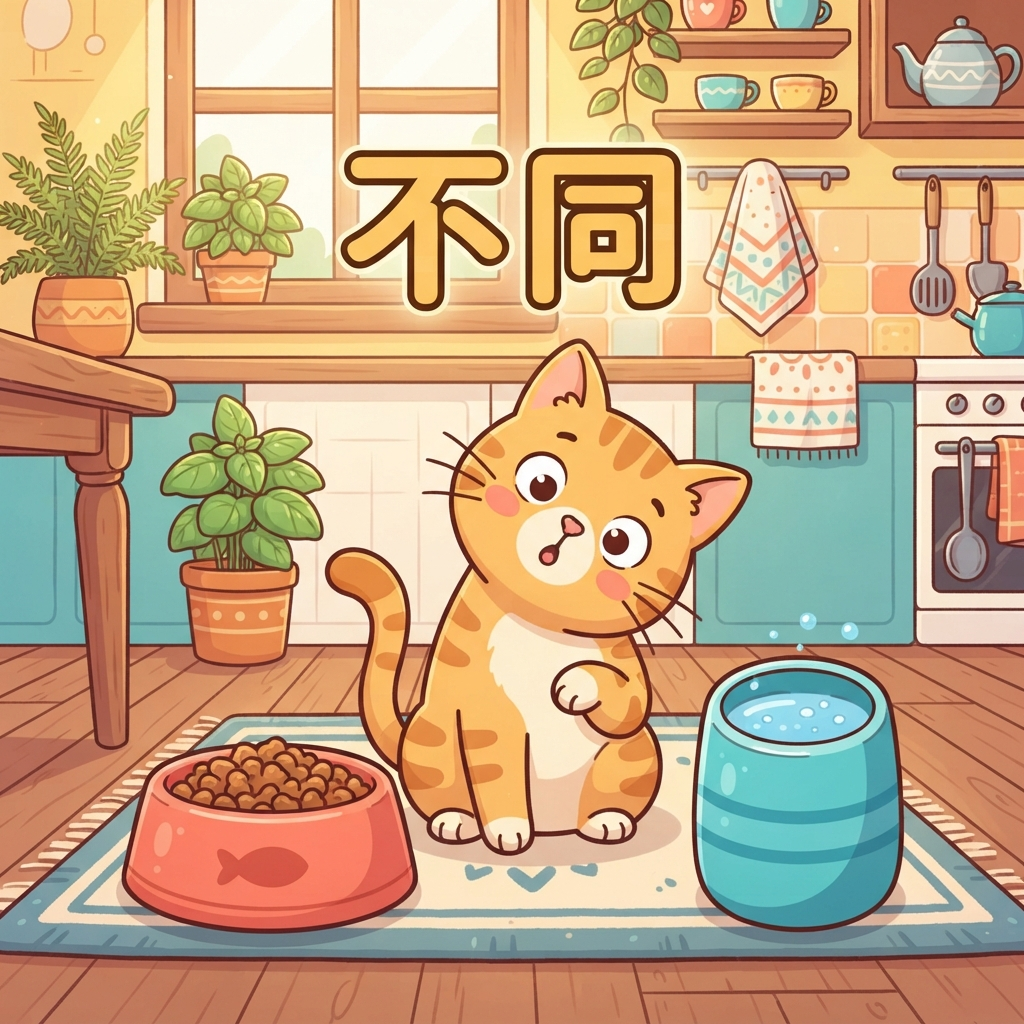 Mnemonic for 不同 (bùtóng) — different