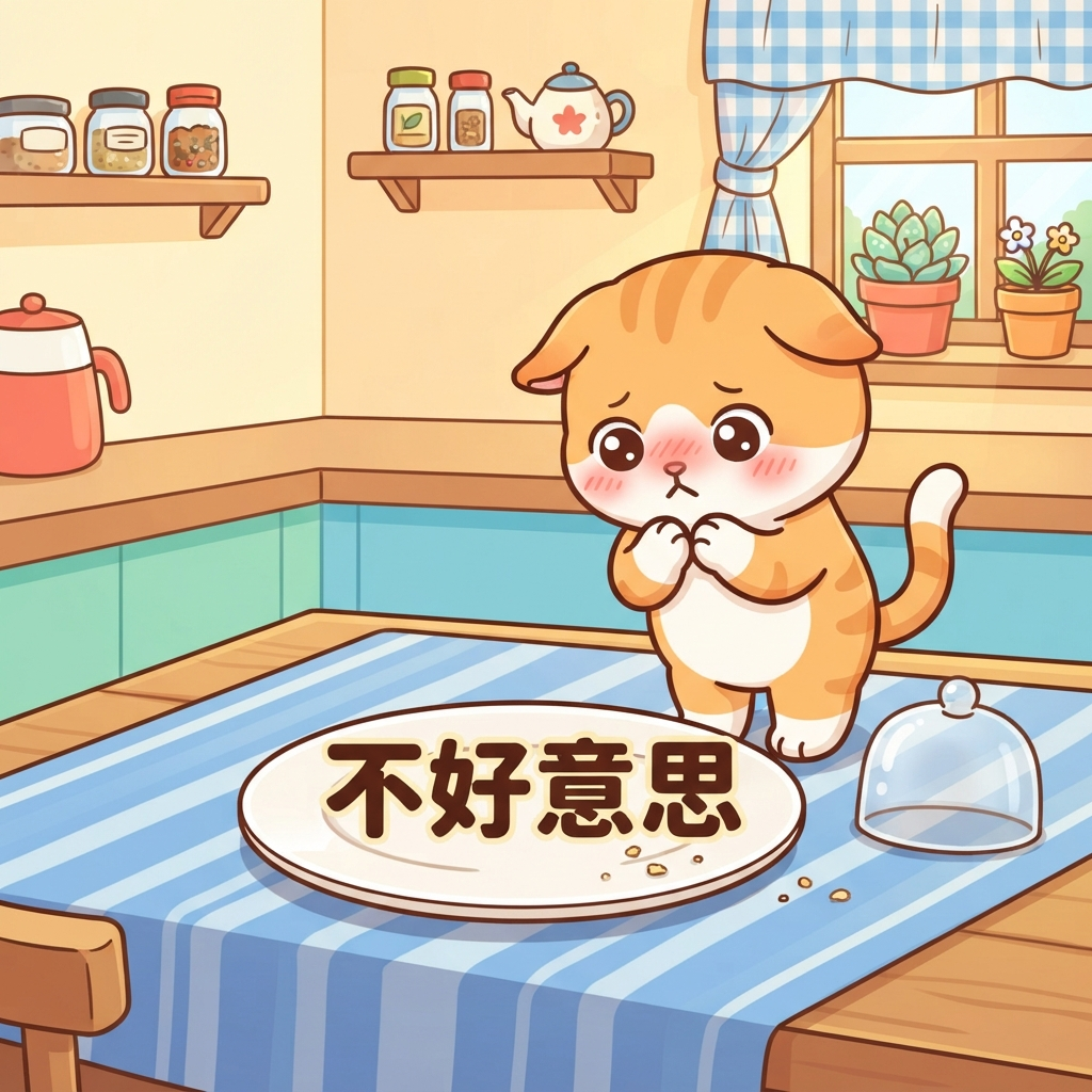 Mnemonic for 不好意思 (bù hǎo yì si) — sorry, embarrassed
