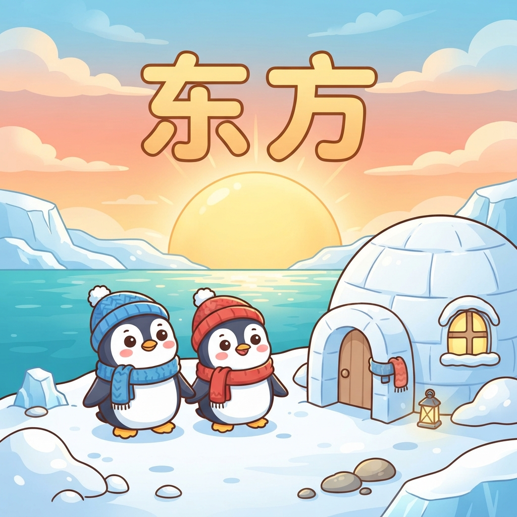 Mnemonic for 东方 (dōng fāng) — east
