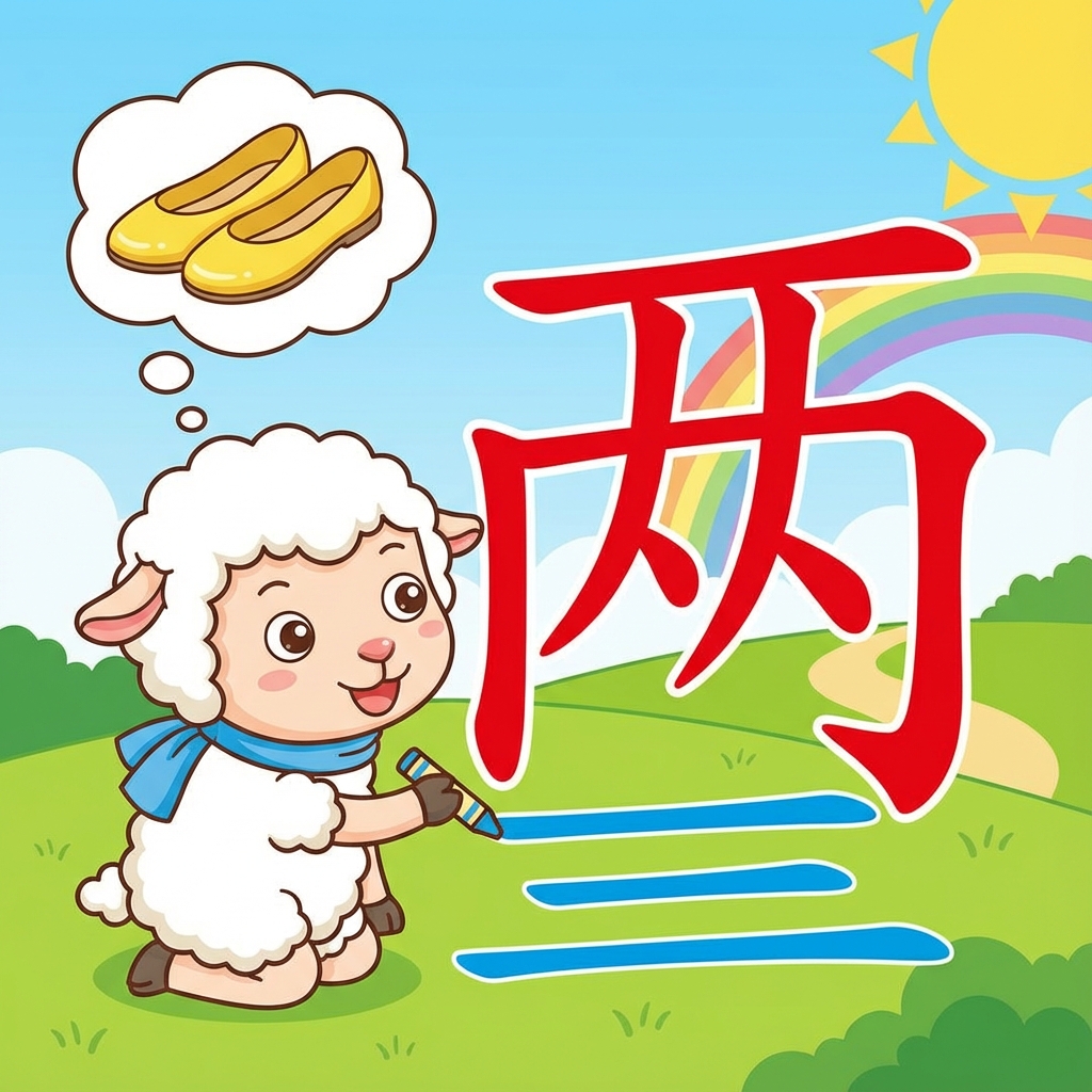 Мнемоника: как запомнить иероглиф 两 (liǎng) — два, пара (перед сч. словами)