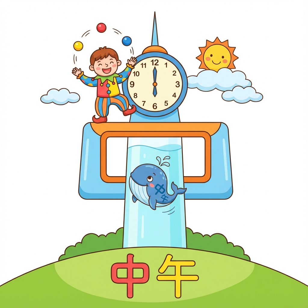 Мнемоника: как запомнить иероглиф 中午 (zhōngwǔ) — полдень, 12:00