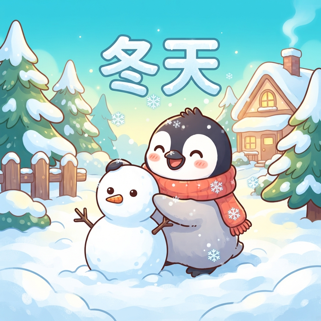 Mnemonic for 冬天 (dōng tiān) — winter