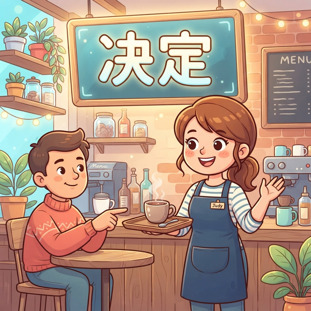 Mnemonic for 决定 (juédìng) — to decide, decision