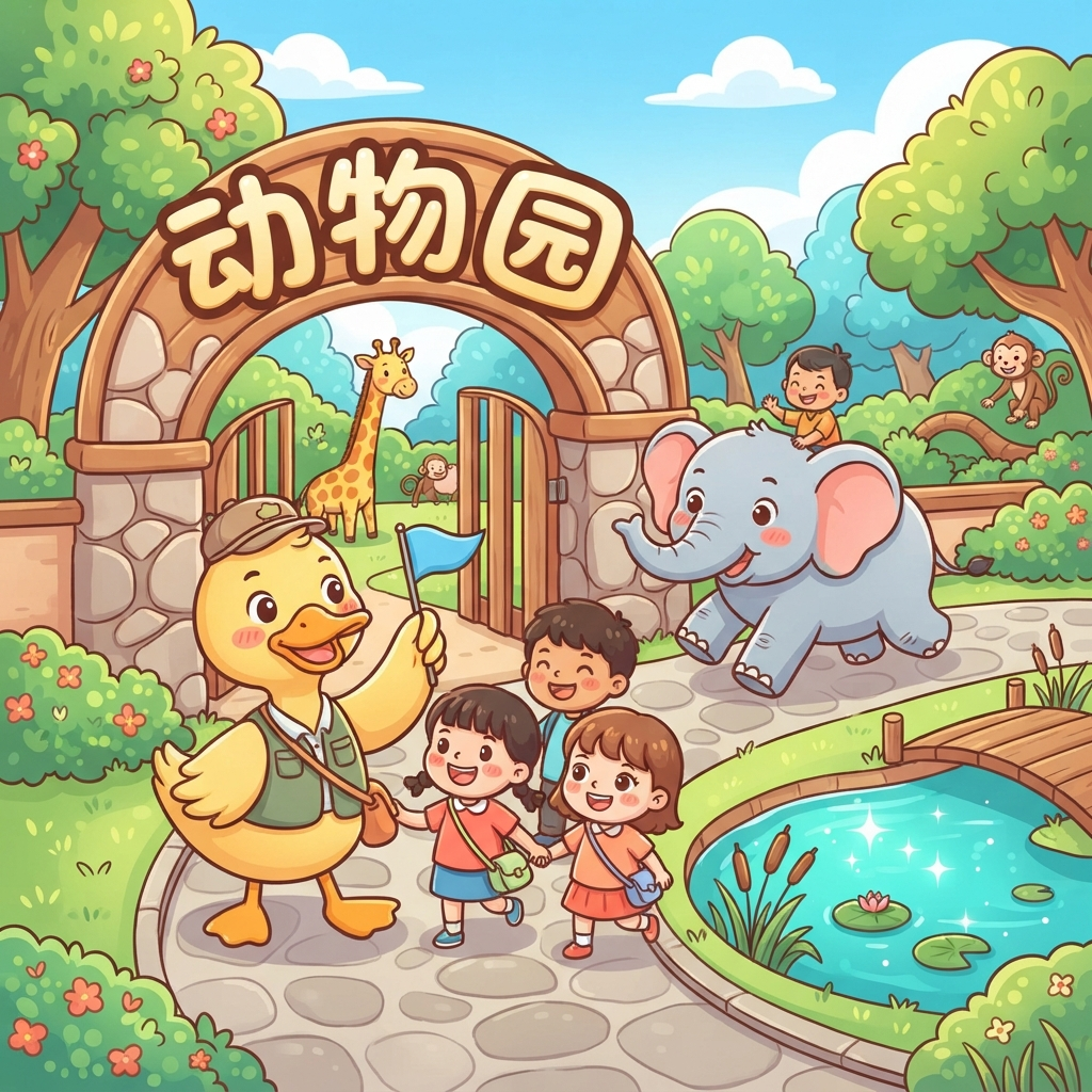 Mnemonic for 动物园 (dòng wù yuán) — zoo
