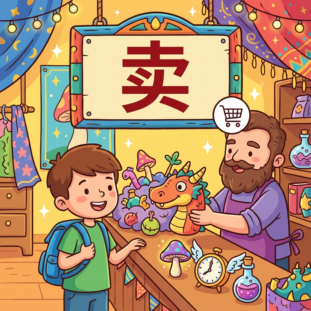 Мнемоника: как запомнить иероглиф 卖 (mài) — продавать