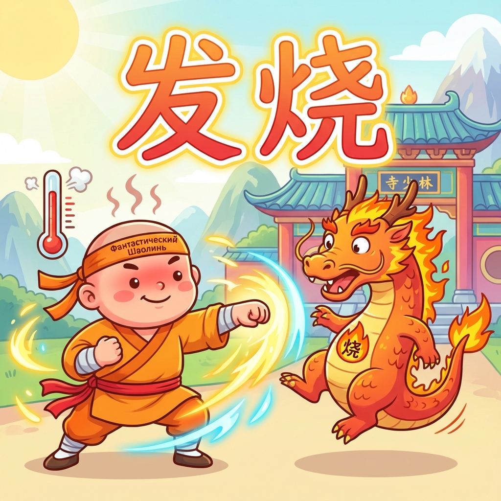 Мнемоника: как запомнить слово 发烧 (fā shāo) — температура, жар