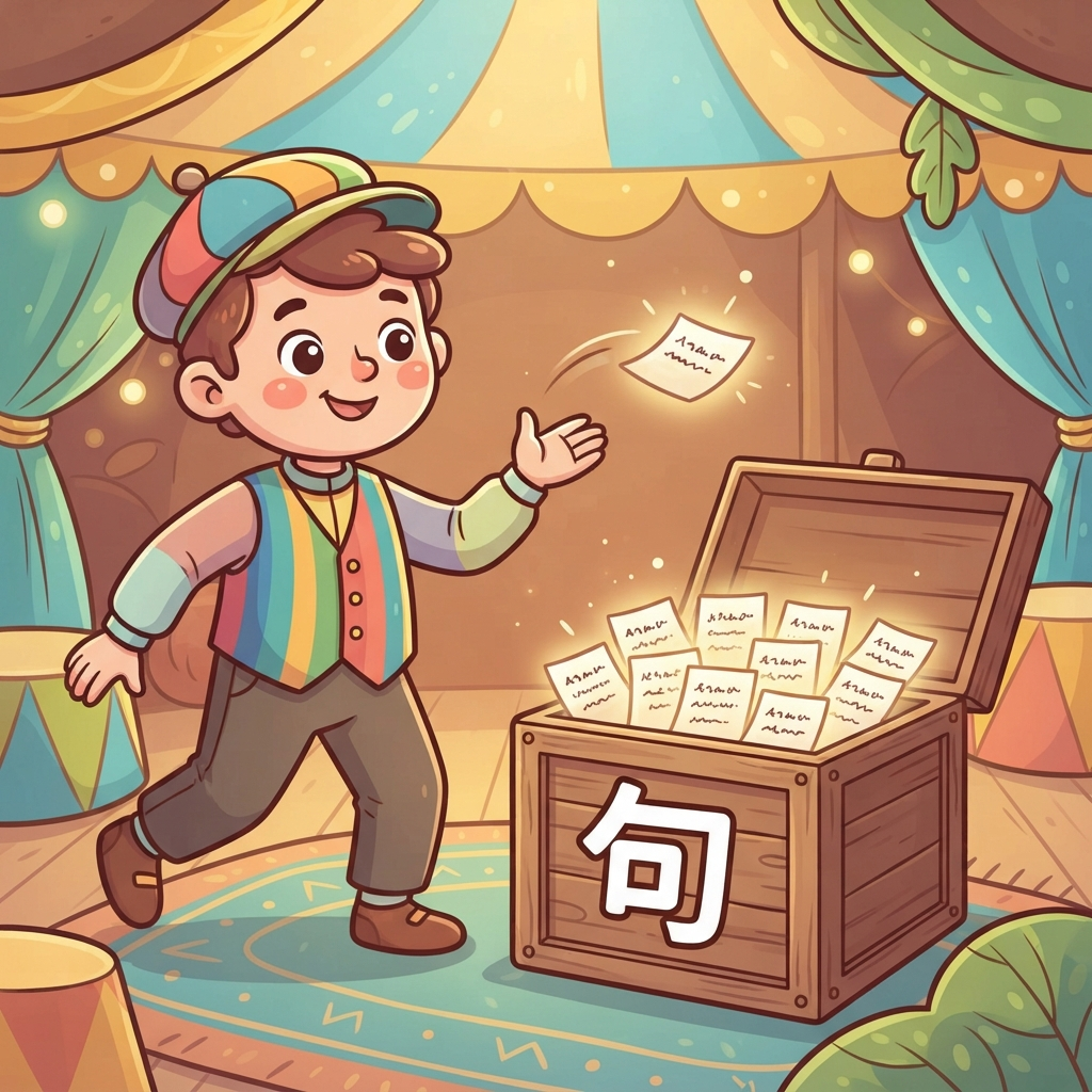 Mnemonic for 句 (jù) — measure word for sentences and phrases