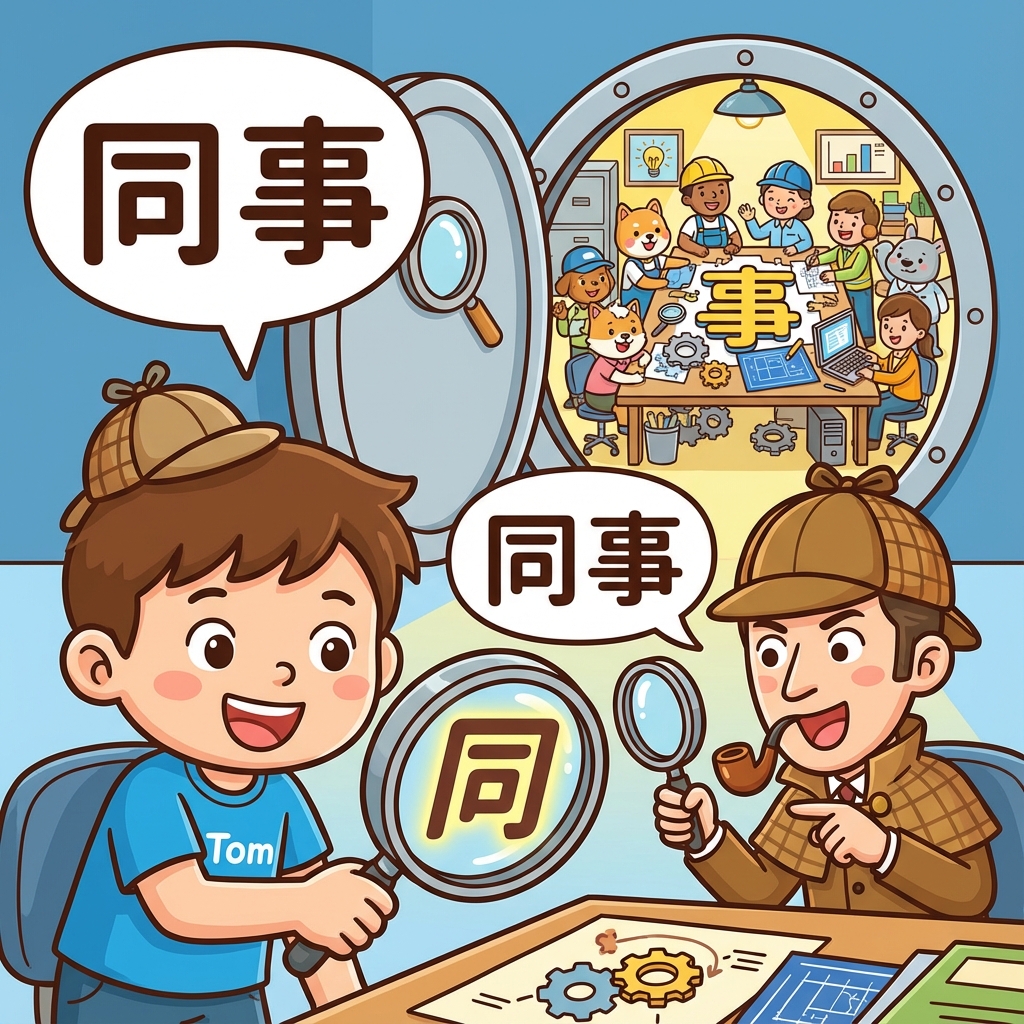 Мнемоника: как запомнить иероглиф 同事 (tóngshì) — коллега