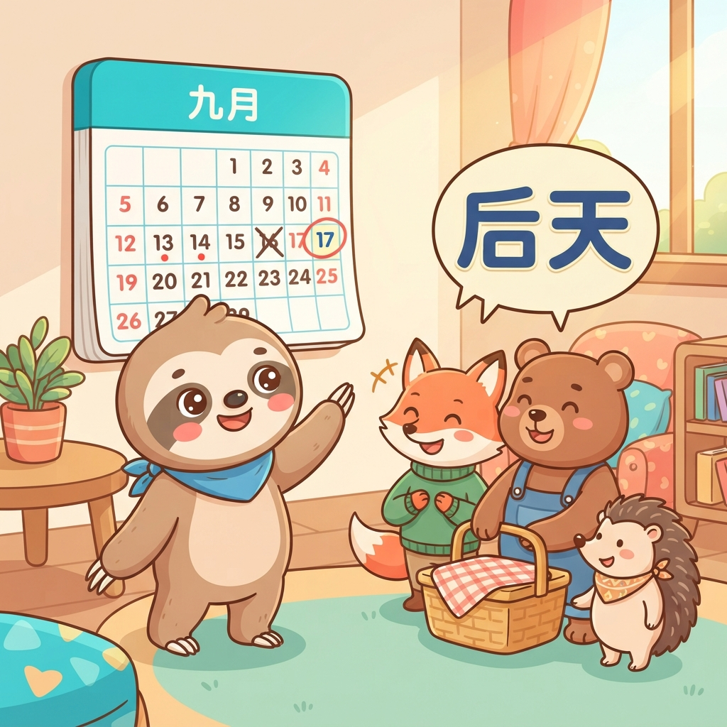 Мнемоника: как запомнить слово 后天 (hòu tiān) — послезавтра