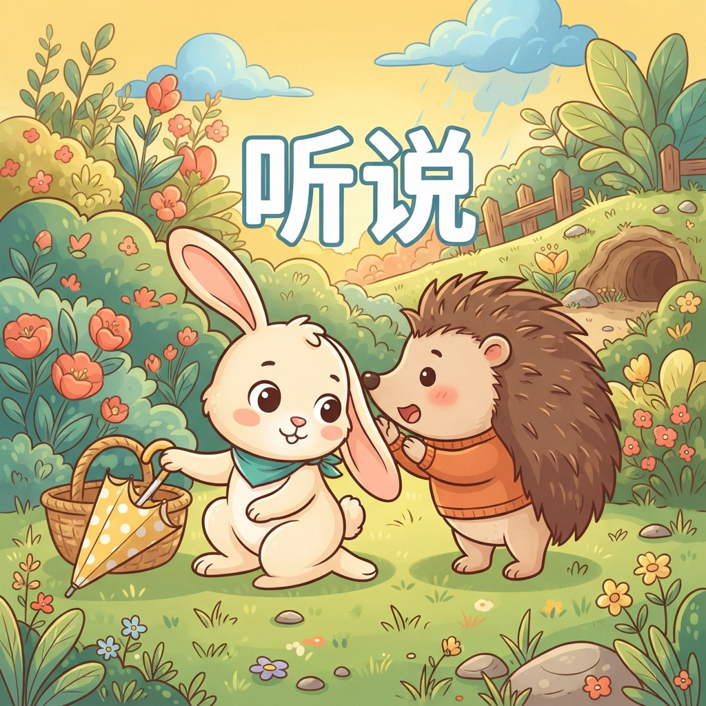Mnemonic for 听说 (tīng shuō) — it is said, i heard