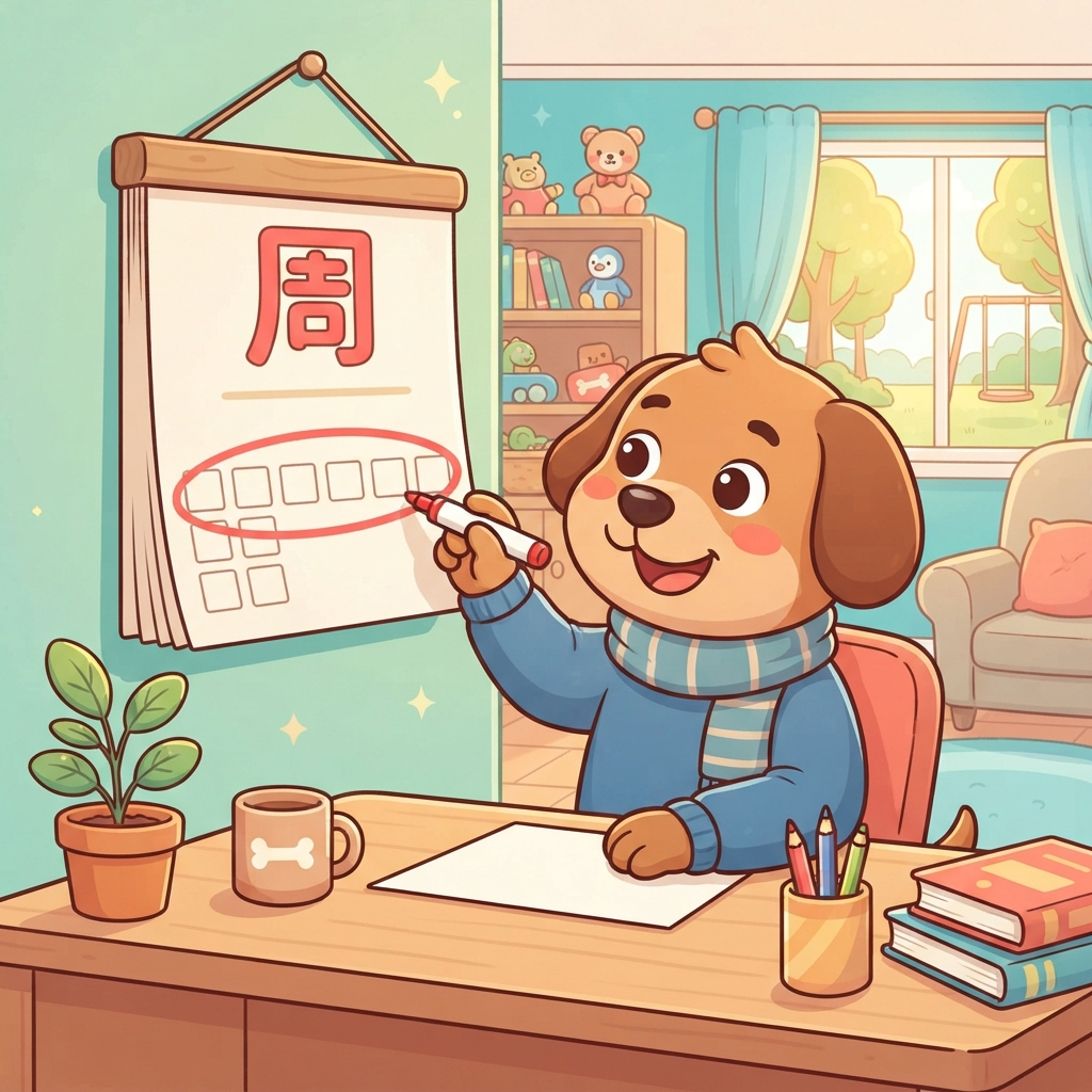 Мнемоника: как запомнить иероглиф 周 (zhōu) — неделя
