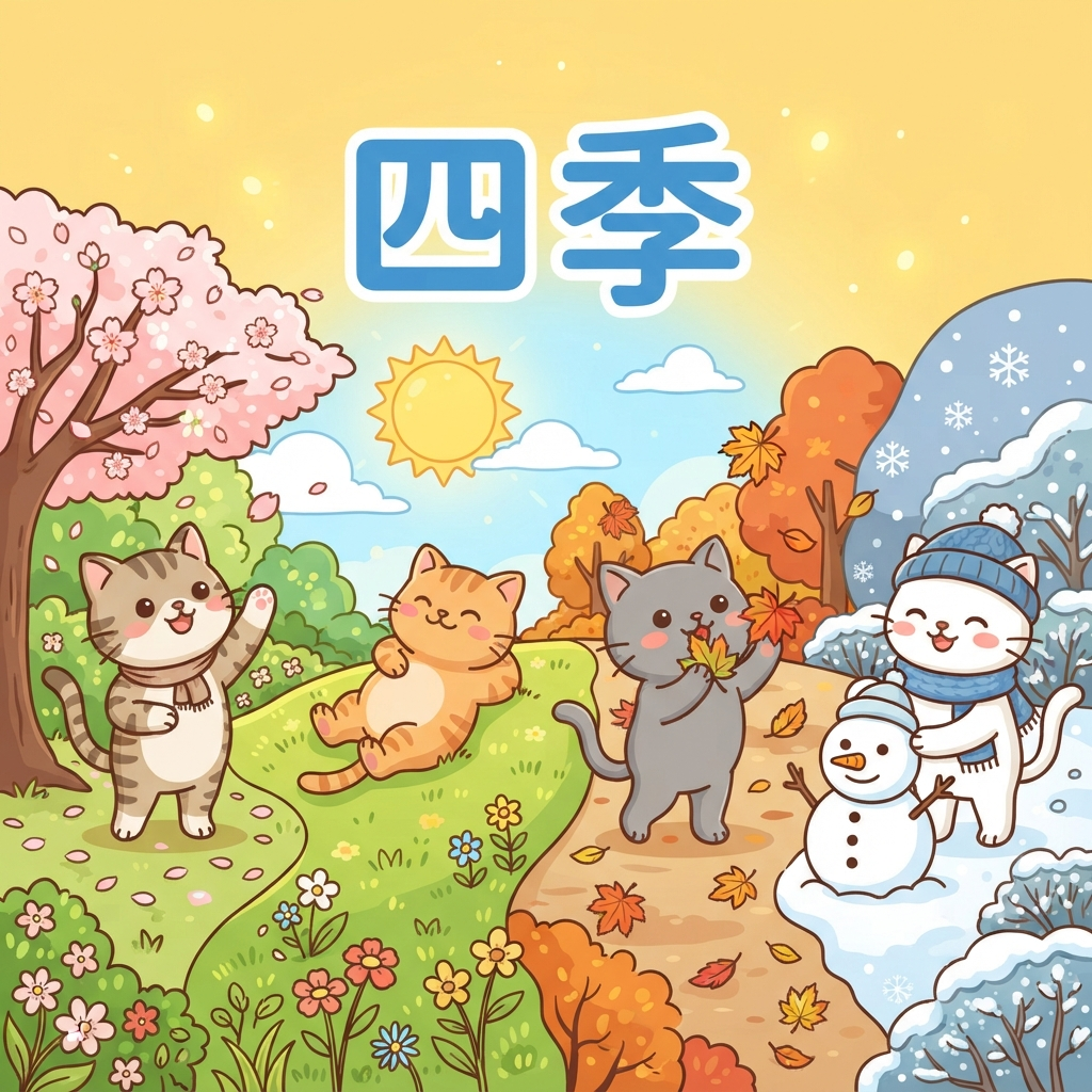 Mnemonic for 四季 (sì jì) — four seasons