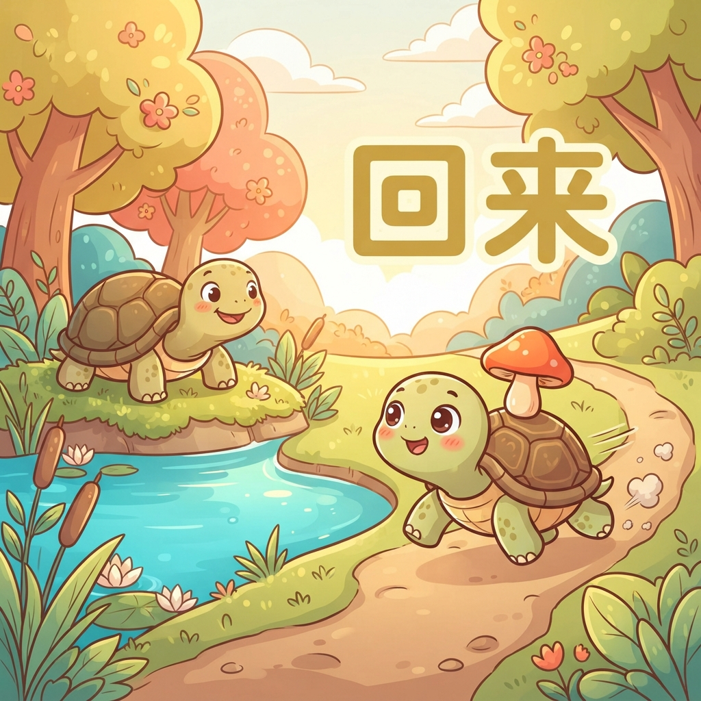 Mnemonic for 回来 (huí lái) — come back (to speaker)
