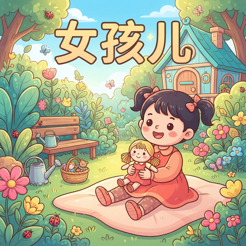 Mnemonic for 女孩儿 (nǚ háir) — girl