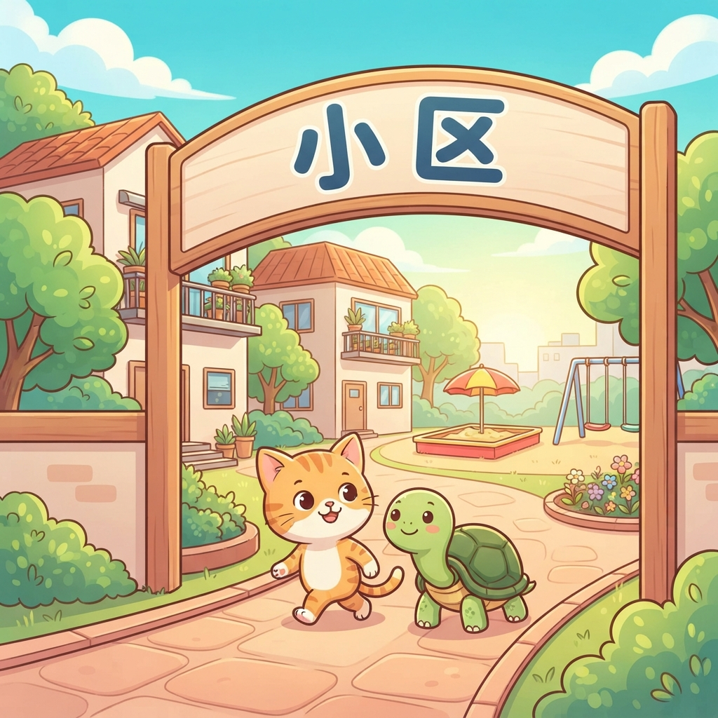 Mnemonic for 小区 (xiǎo qū) — residential area