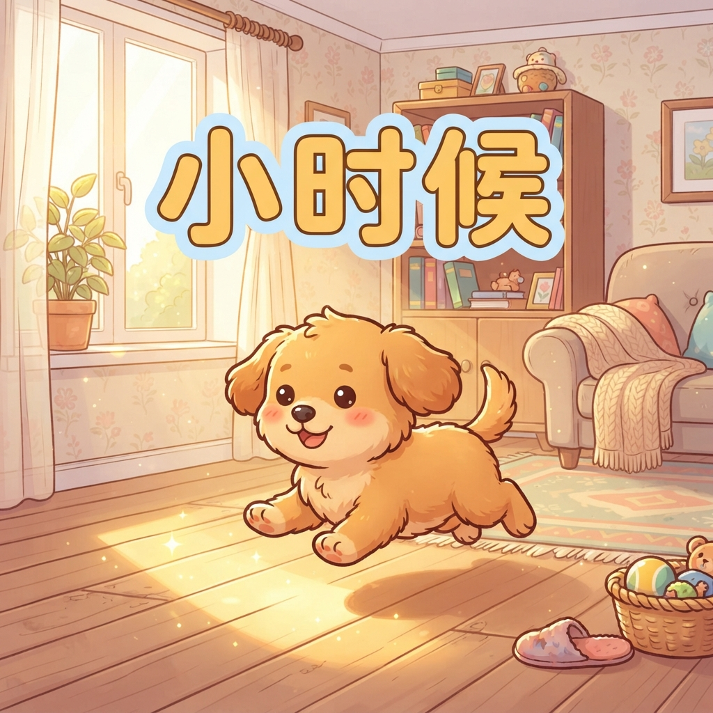 Mnemonic for 小时候 (xiǎo shí hou) — in childhood