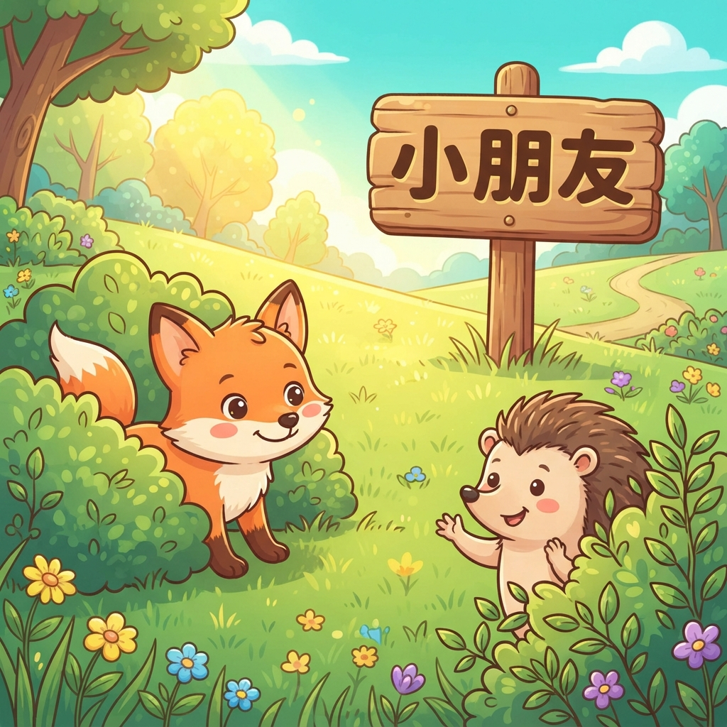 Mnemonic for 小朋友 (xiǎo péng yǒu) — child