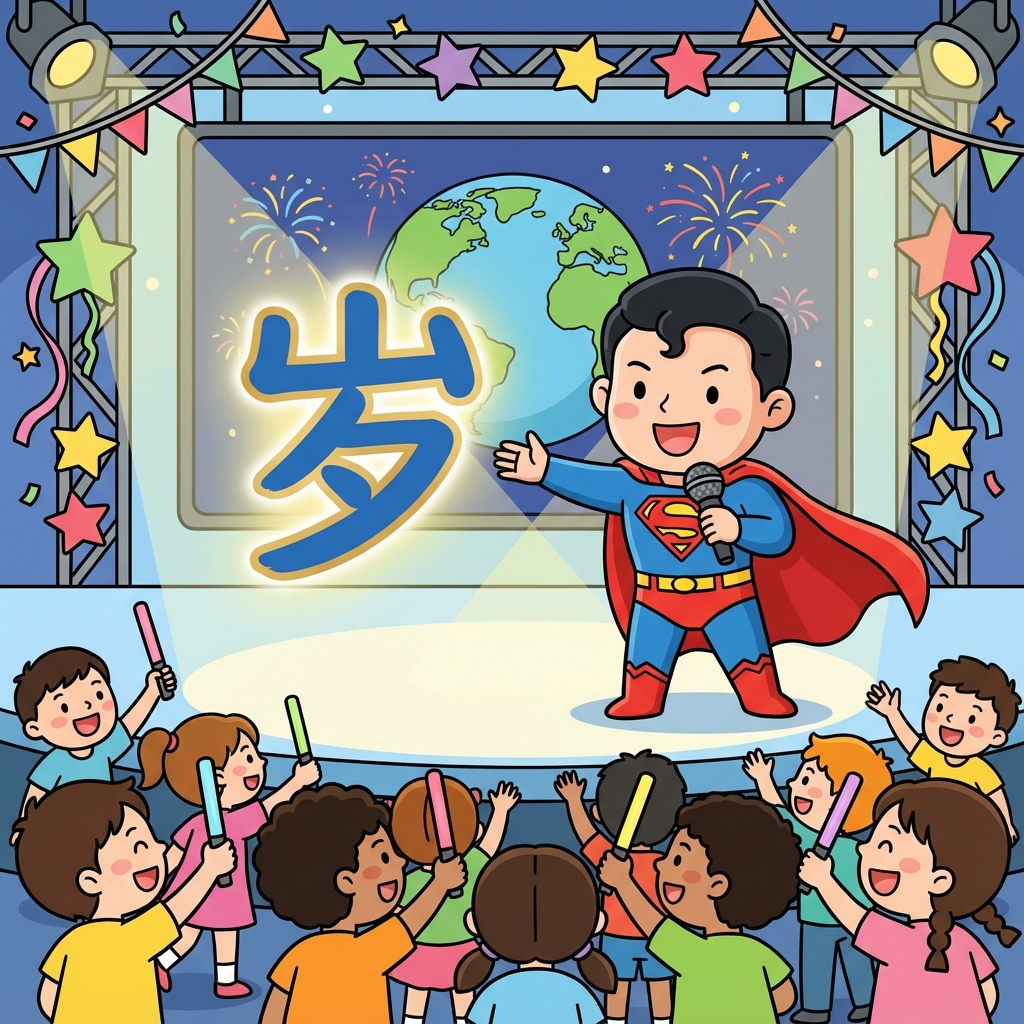 Мнемоника: как запомнить иероглиф 岁 (suì) — год, лет (указывает на возраст)