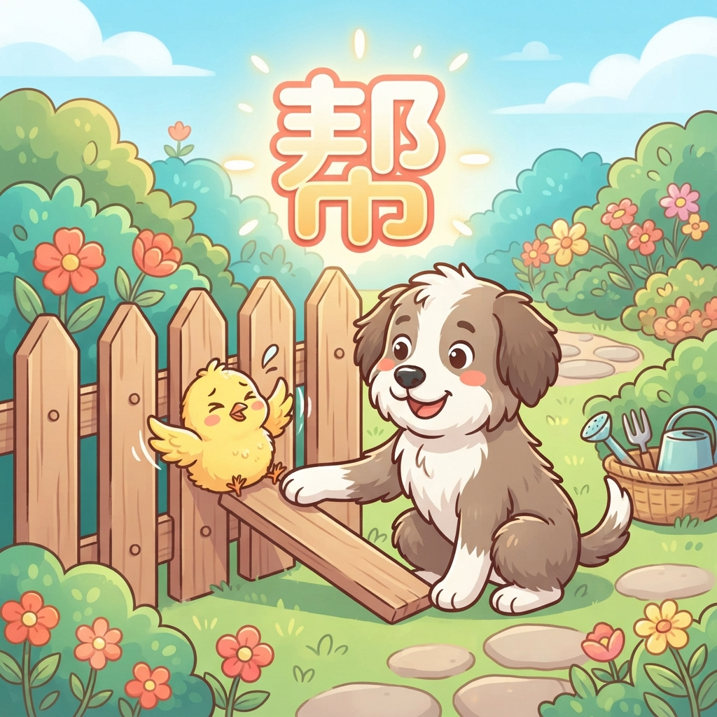 Mnemonic for 帮 (bāng) — to help