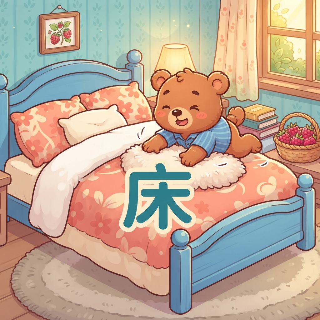 Mnemonic for 床 (chuáng) — bed