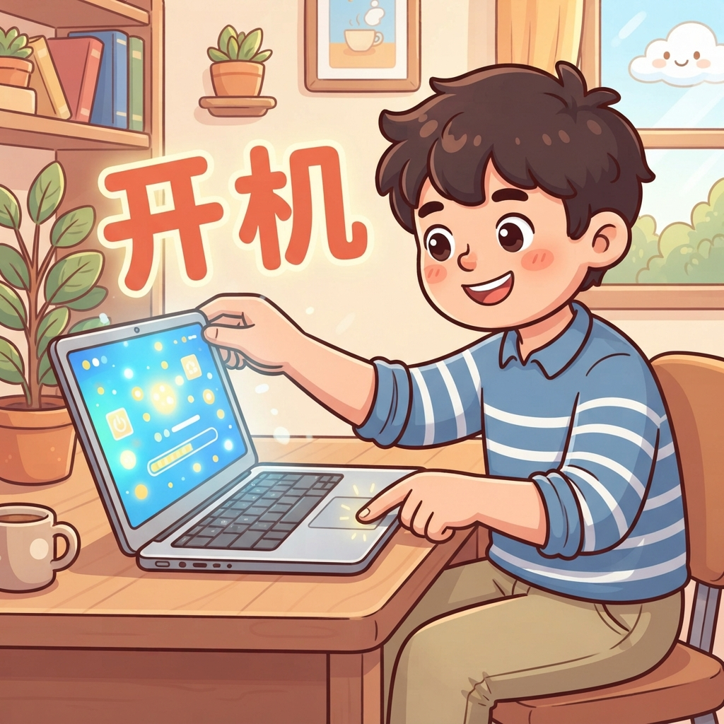 Mnemonic for 开机 (kāi jī) — to turn on (a device)