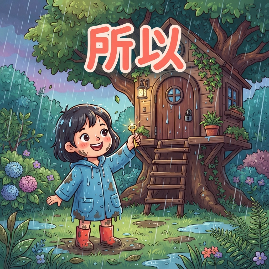 Mnemonic for 所以 (suǒ yǐ) — therefore