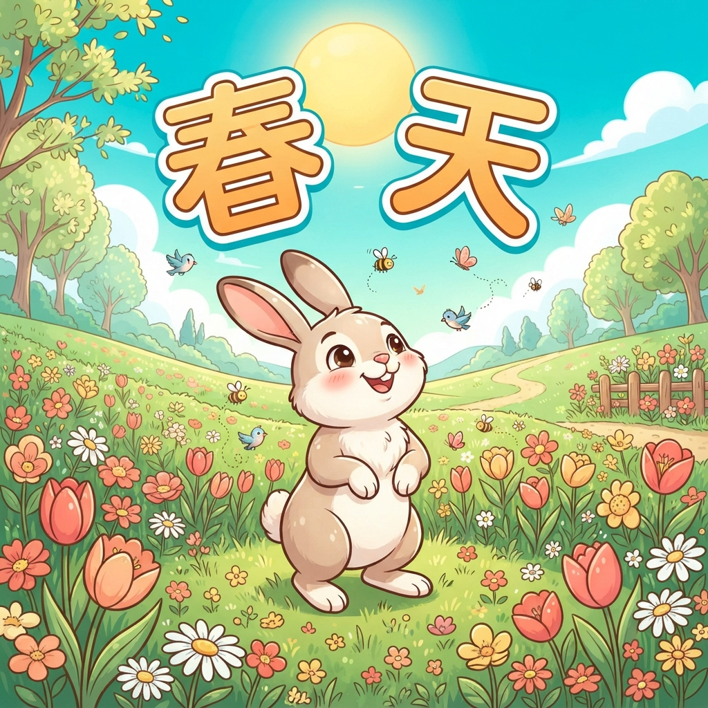 Mnemonic for 春天 (chūn tiān) — spring