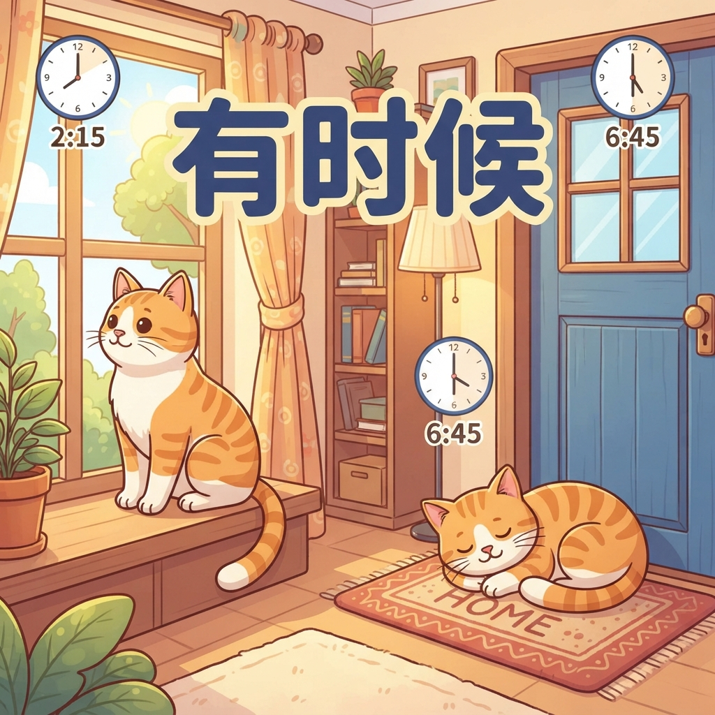 Mnemonic for 有时候 (yǒu shí hòu) — sometimes