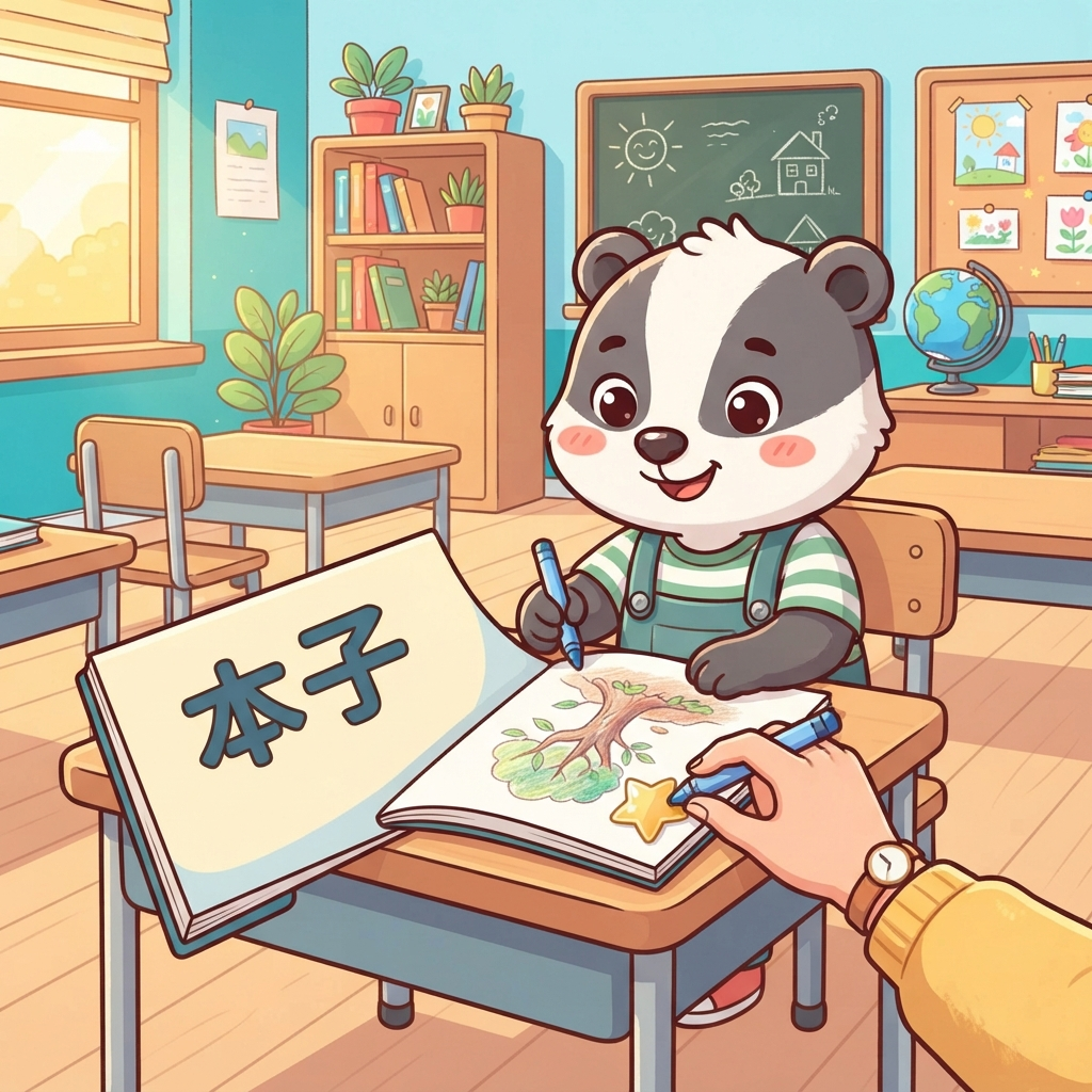 Mnemonic for 本子 (běn zi) — notebook