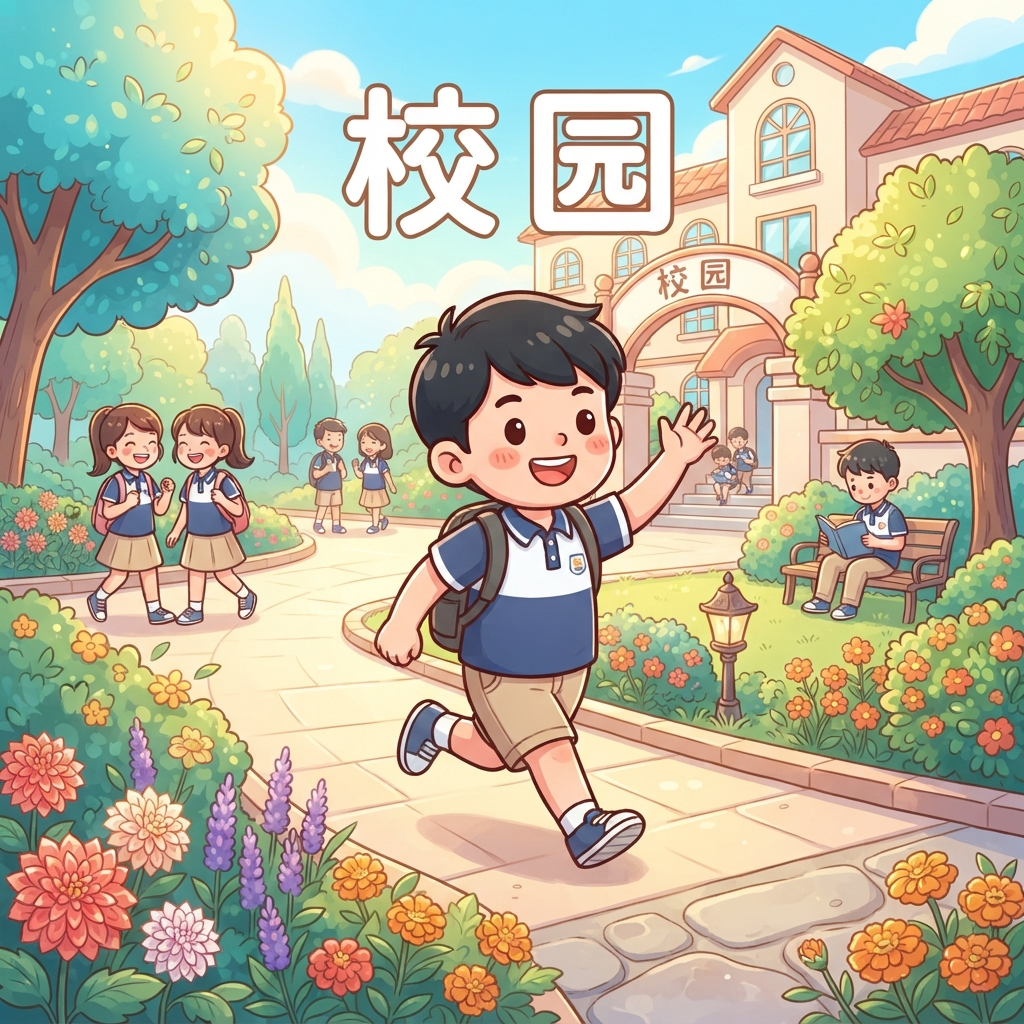 Mnemonic for 校园 (xiào yuán) — campus