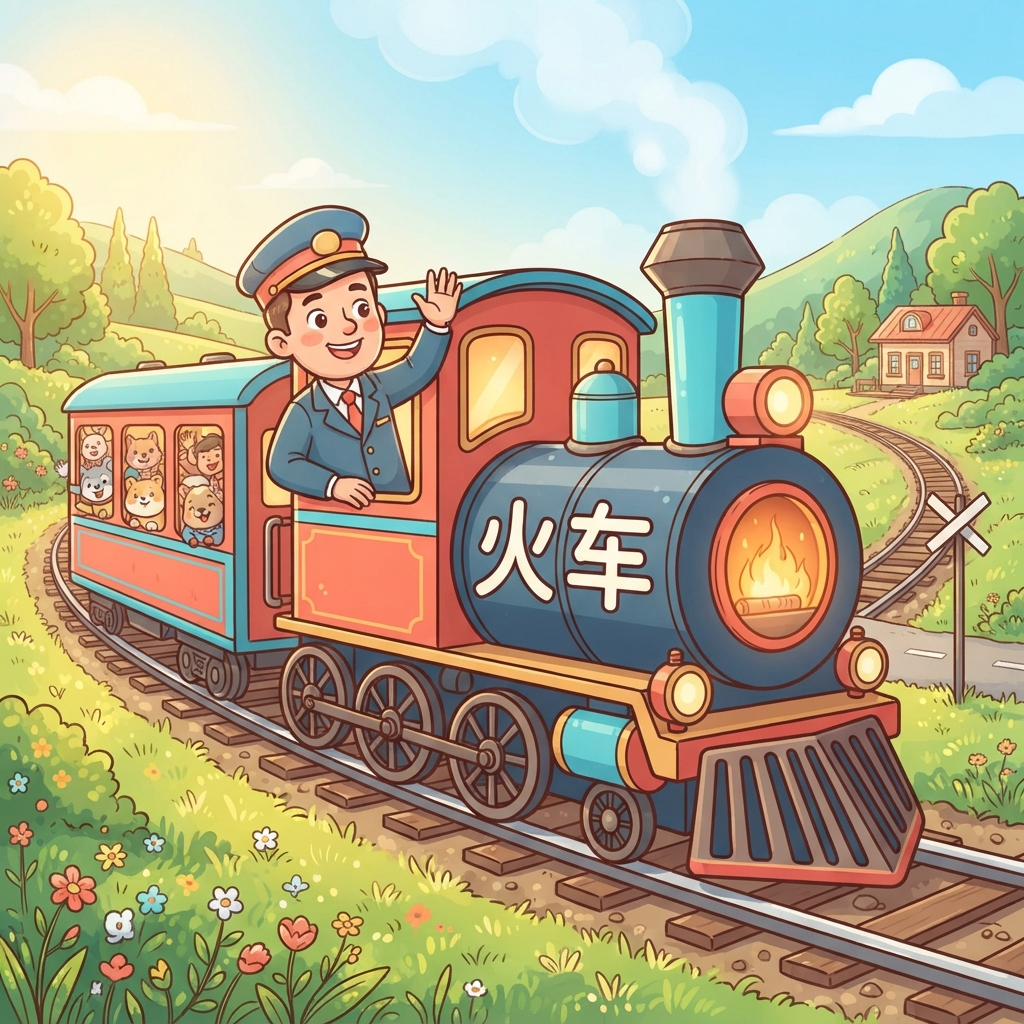 Mnemonic for 火车 (huǒ chē) — train