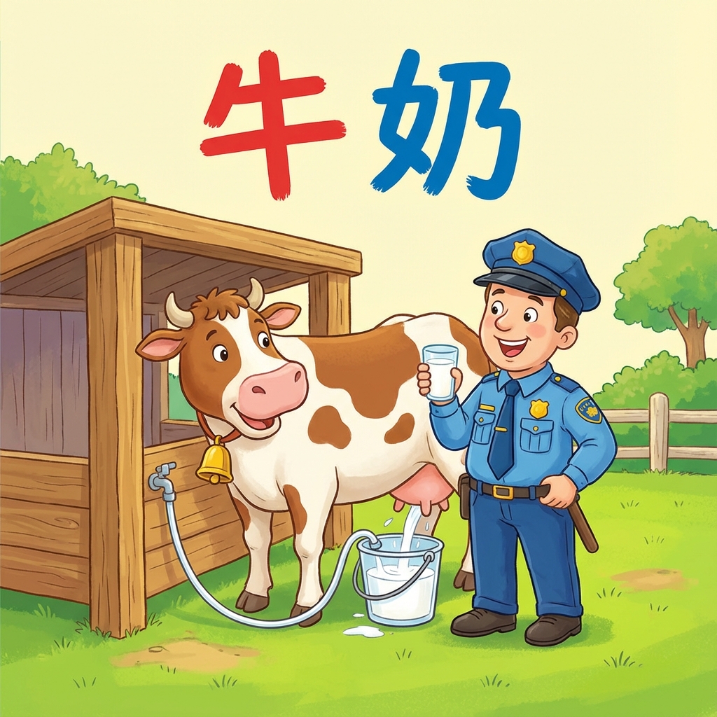 Мнемоника: как запомнить иероглиф 牛奶 (niú nǎi) — коровье молоко