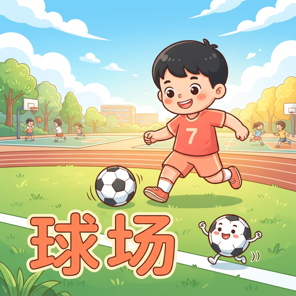 Мнемоника: как запомнить слово 球场 (qiú chǎng) — спортивная площадка