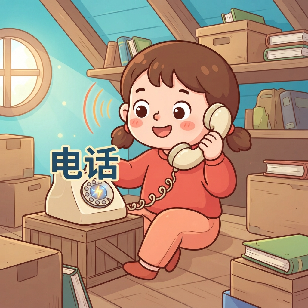 Mnemonic for 电话 (diàn huà) — telephone, phone call