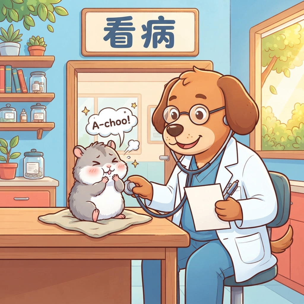 Mnemonic for 看病 (kàn bìng) — see a doctor