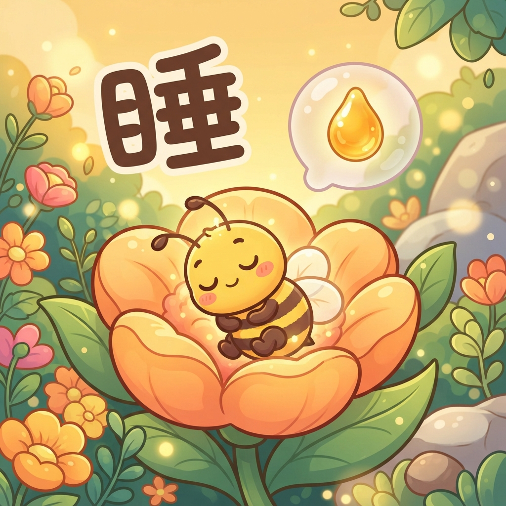 Mnemonic for 睡 (shuì) — to sleep