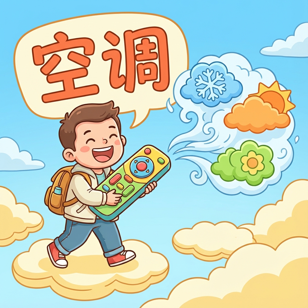Mnemonic for 空调 (kōngtiáo) — air conditioner
