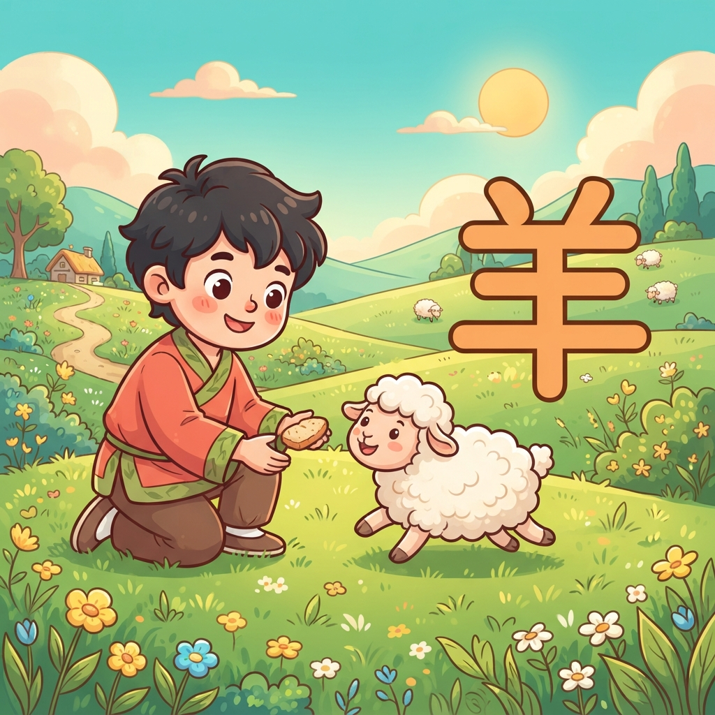 Мнемоника: как запомнить иероглиф 羊 (yáng) — овца