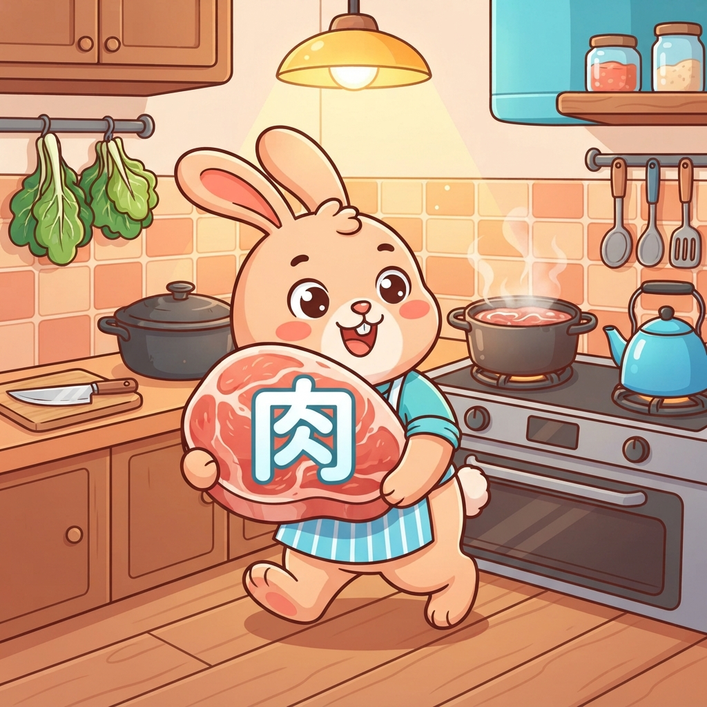 Мнемоника: как запомнить иероглиф 肉 (ròu) — мясо
