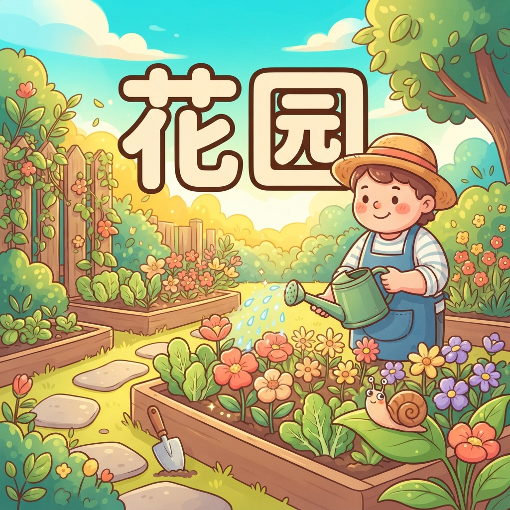 Мнемоника: как запомнить слово 花园 (huā yuán) — сад