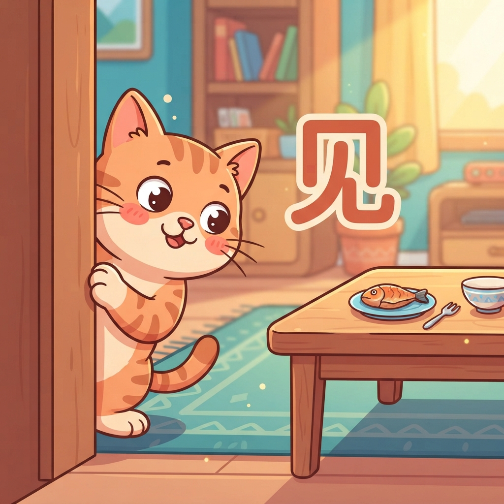 Mnemonic for 见 (jiàn) — to see