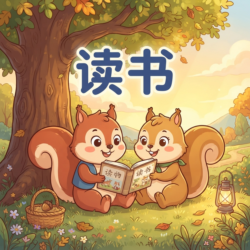 Mnemonic for 读书 (dú shū) — read a book