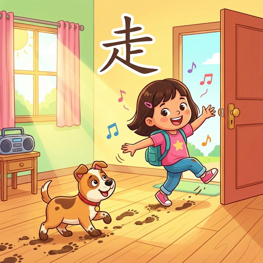 Мнемоника: как запомнить иероглиф 走 (zǒu) — ходить, уходить, двигаться