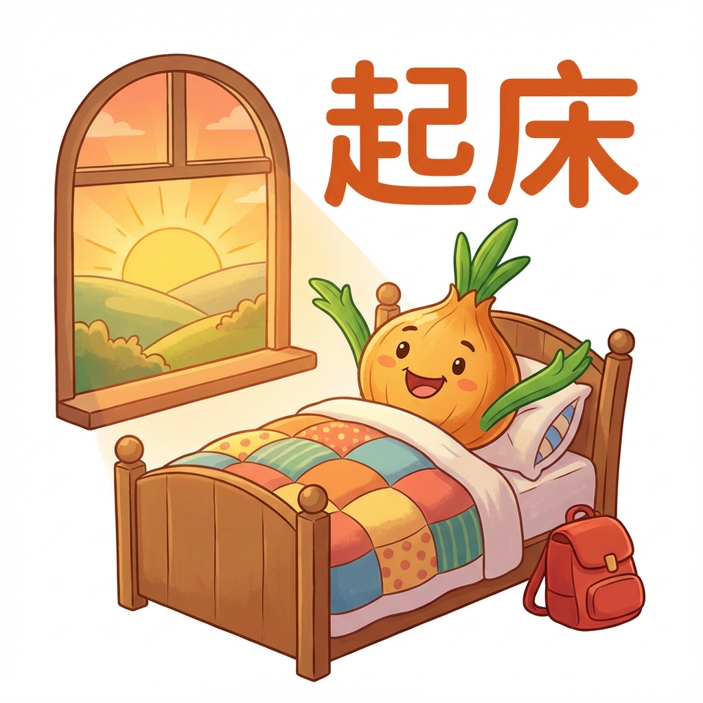 Мнемоника: как запомнить иероглиф 起床 (qǐ chuáng) — вставать с кровати