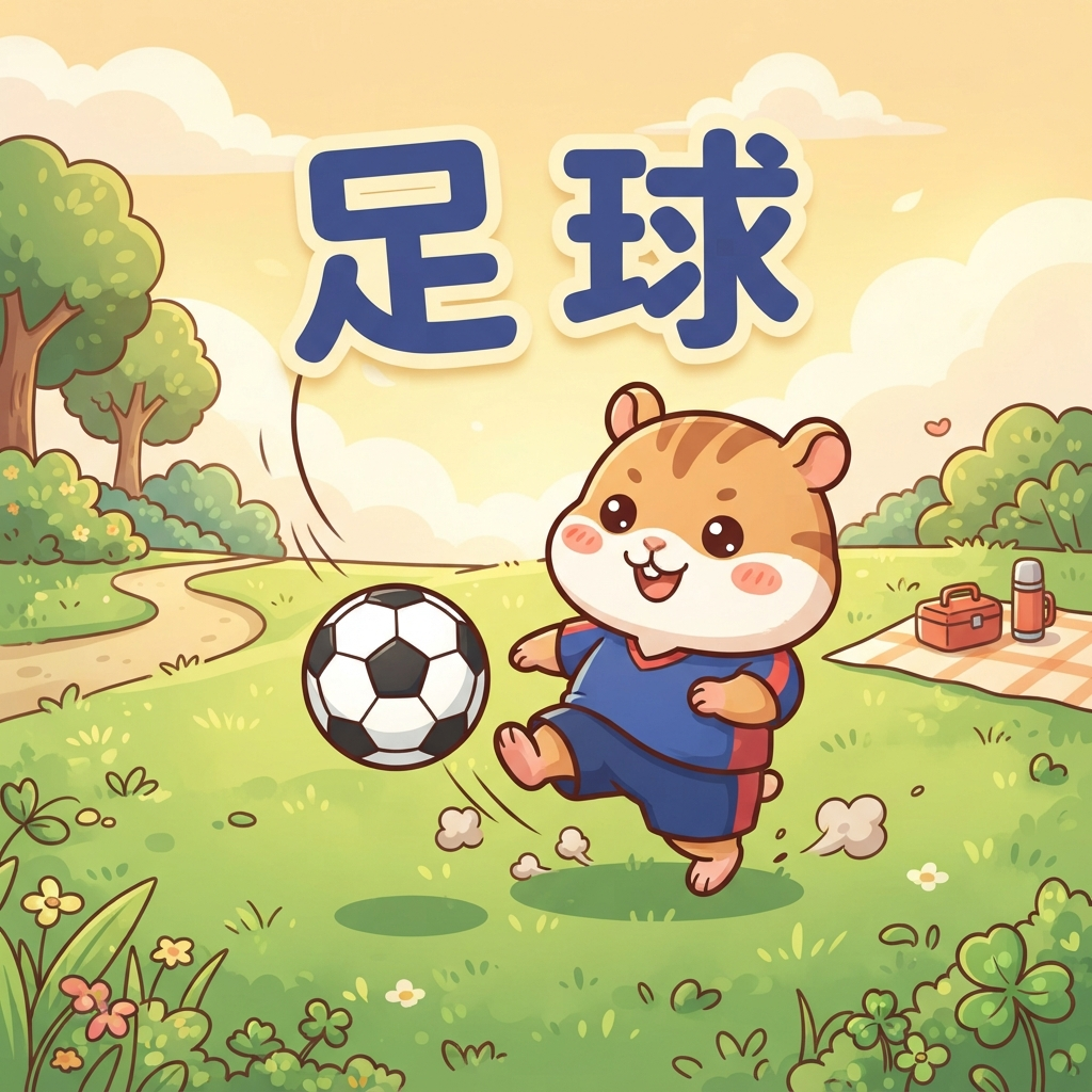 Mnemonic for 足球 (zú qiú) — football